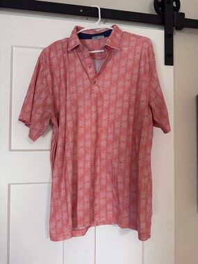 Bermuda Sands Coral-Pink Palm Print Polo